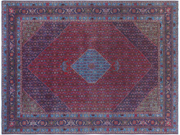 handmade Medallion, Traditional Tabriz Red Blue Hand Knotted RECTANGLE 100% WOOL area rug 10x13